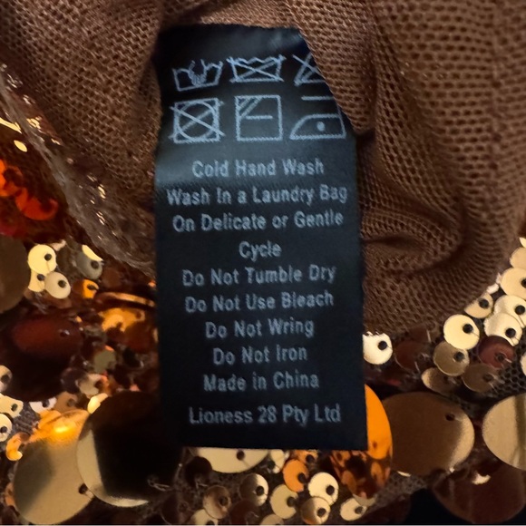 Sequin Mini Skirt Bronze Metallic Side Tie Festival Party NWT Size S Lioness - Picture 8 of 8